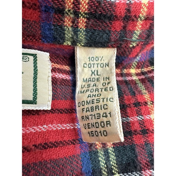 Vintage LL Bean Men's XL Hurricane Camp Shirt Green Canvas Flannel Lined USA - Picture 8 of 11